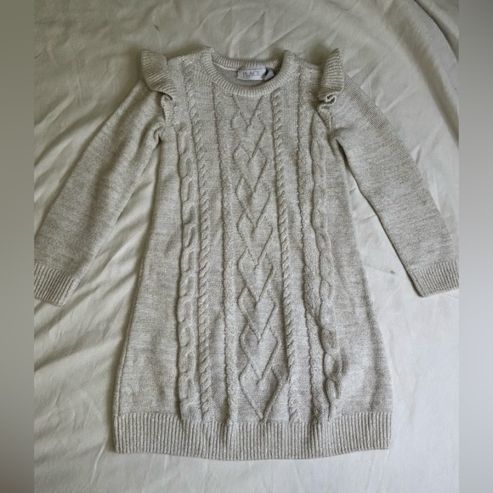 The Children's Place Cream Sweater with Ruffle Accents size 4
